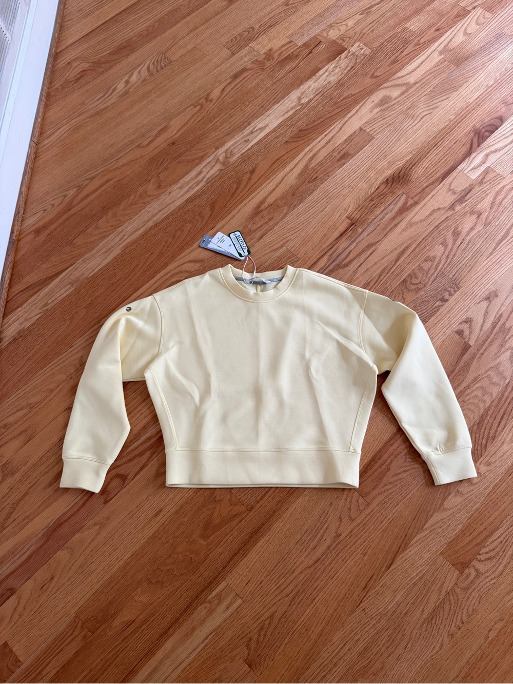 Yellow verve crew neck long sleeve top sweater sponge in French vanilla